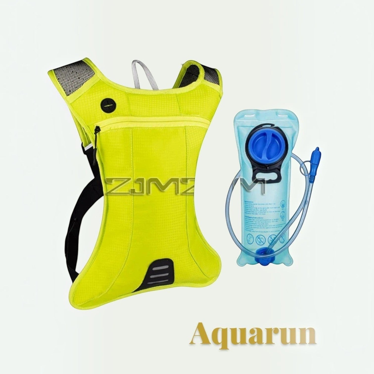 Gr8est Aquarun yellow waterproof hydration backpack with 2L water bladder and drinking tube for running and cycling