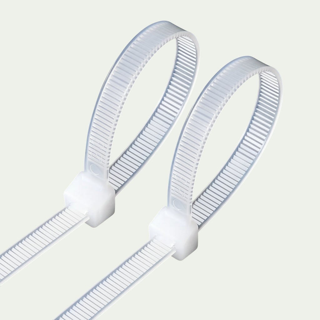 Gr8est BindPro white self-locking nylon cable ties for organized wire bundling and industrial cable management