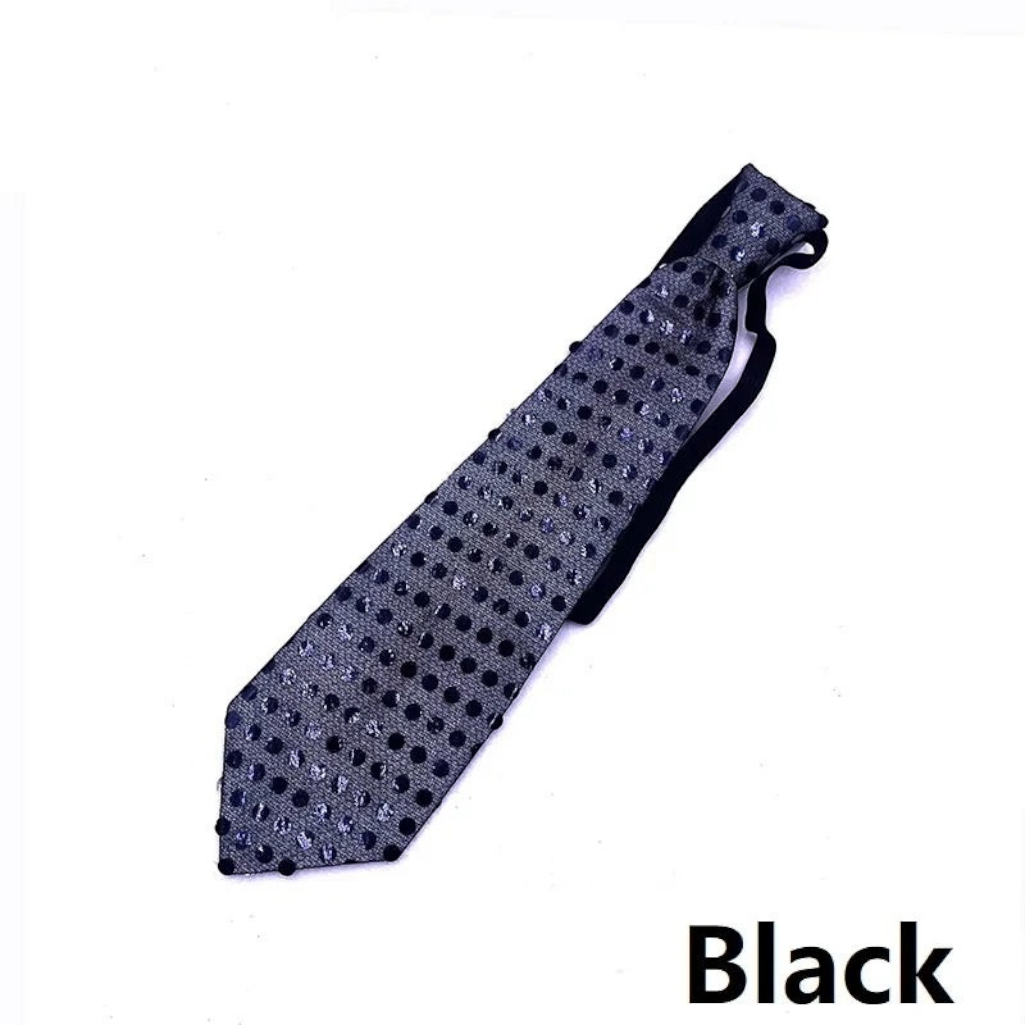 Gr8est black necktie with a subtle grey polka dot pattern, perfect for formal events or stylish party wear.