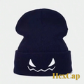 Gr8est black knit beanie with white embroidered skull face design for Halloween and autumn outdoor wear