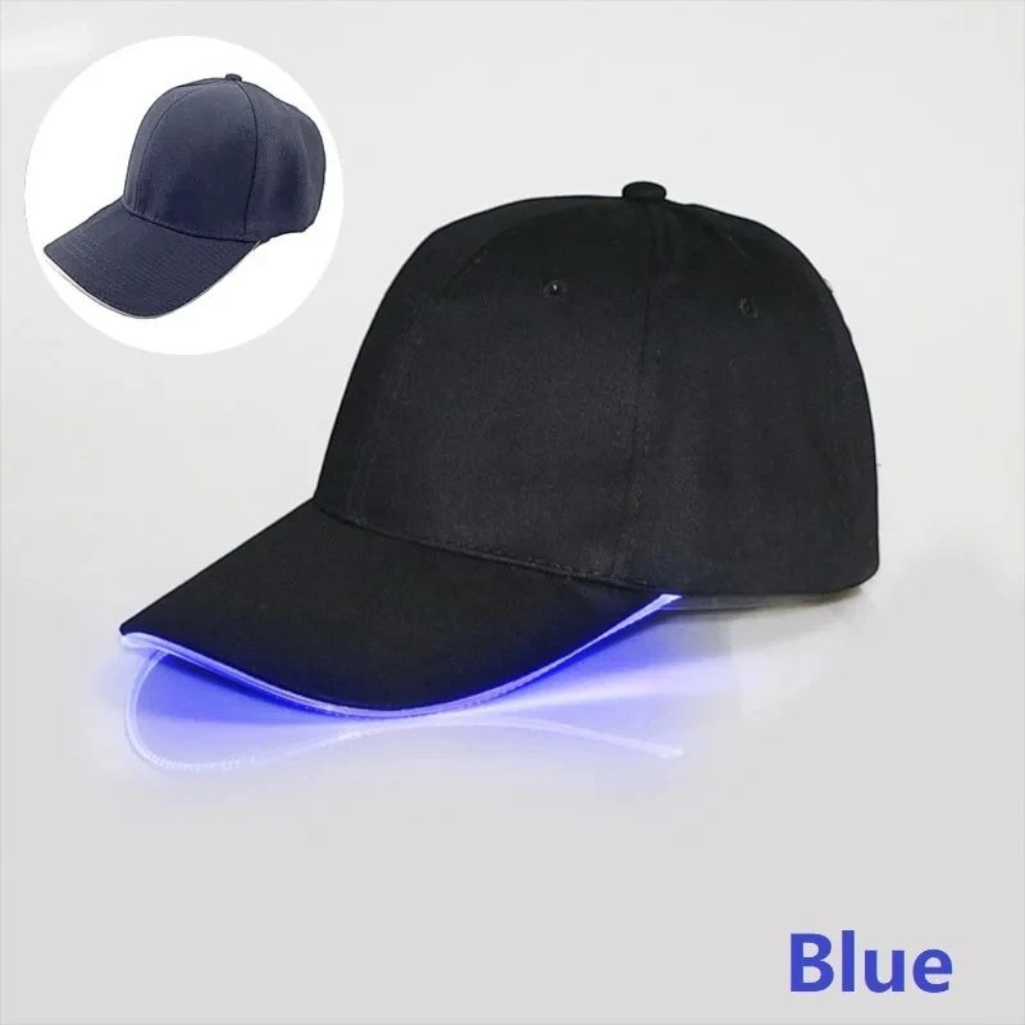 Gr8est blue LED light-up baseball cap with glowing brim for parties and raves