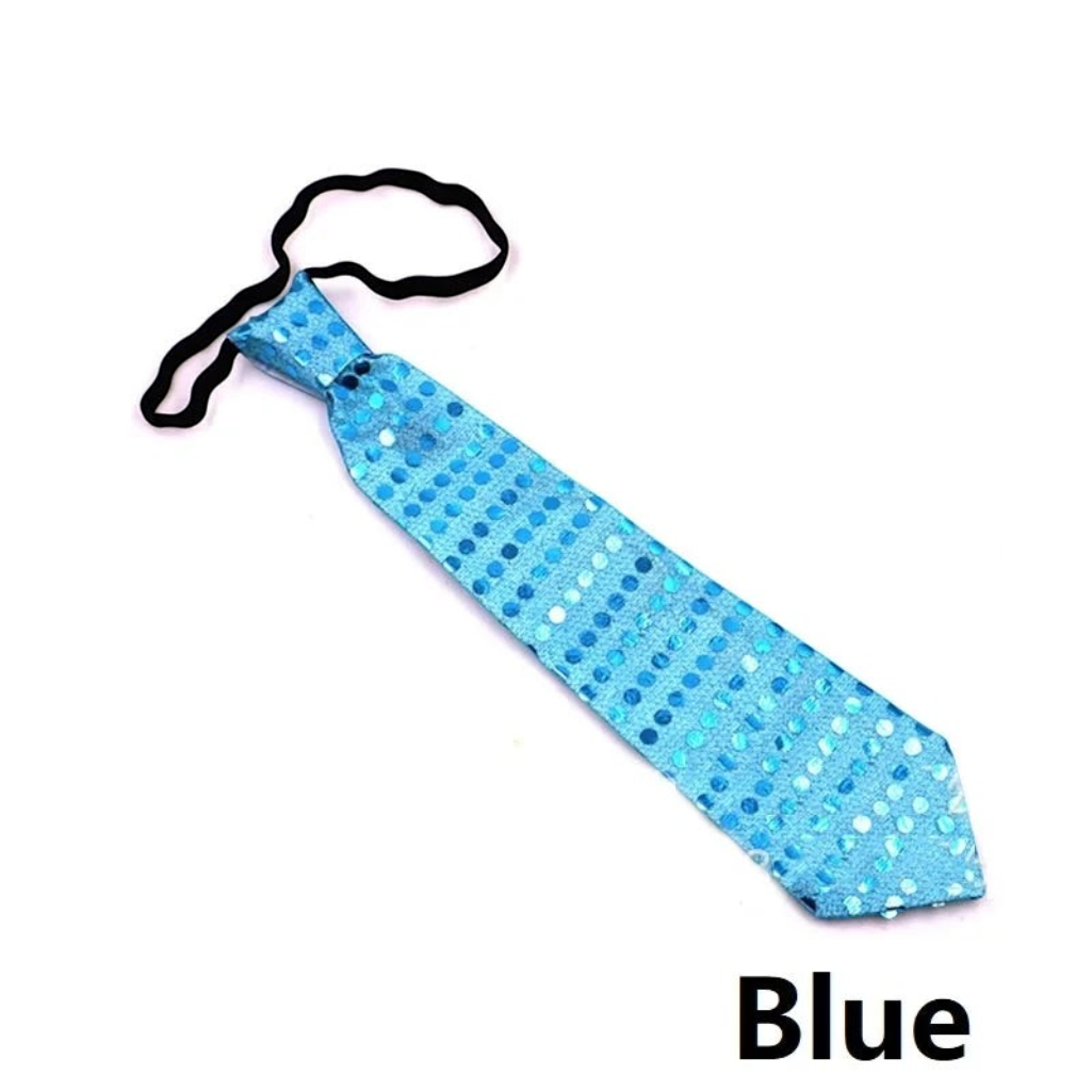 Gr8est blue LED light-up bow tie with sequin-style pattern for raves and parties