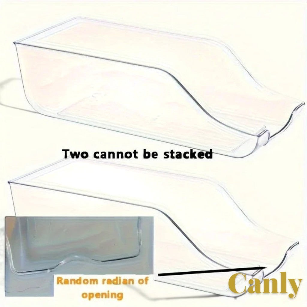 Gr8est Canly clear plastic fridge and pantry can organizer bin with an open front design for easy access.