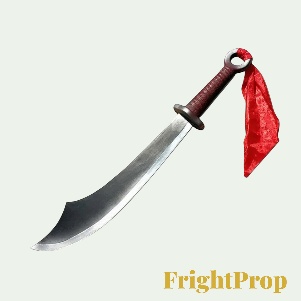 Gr8est PU rubber cosplay sword prop with a curved blade and a decorative red ribbon tied to the handle