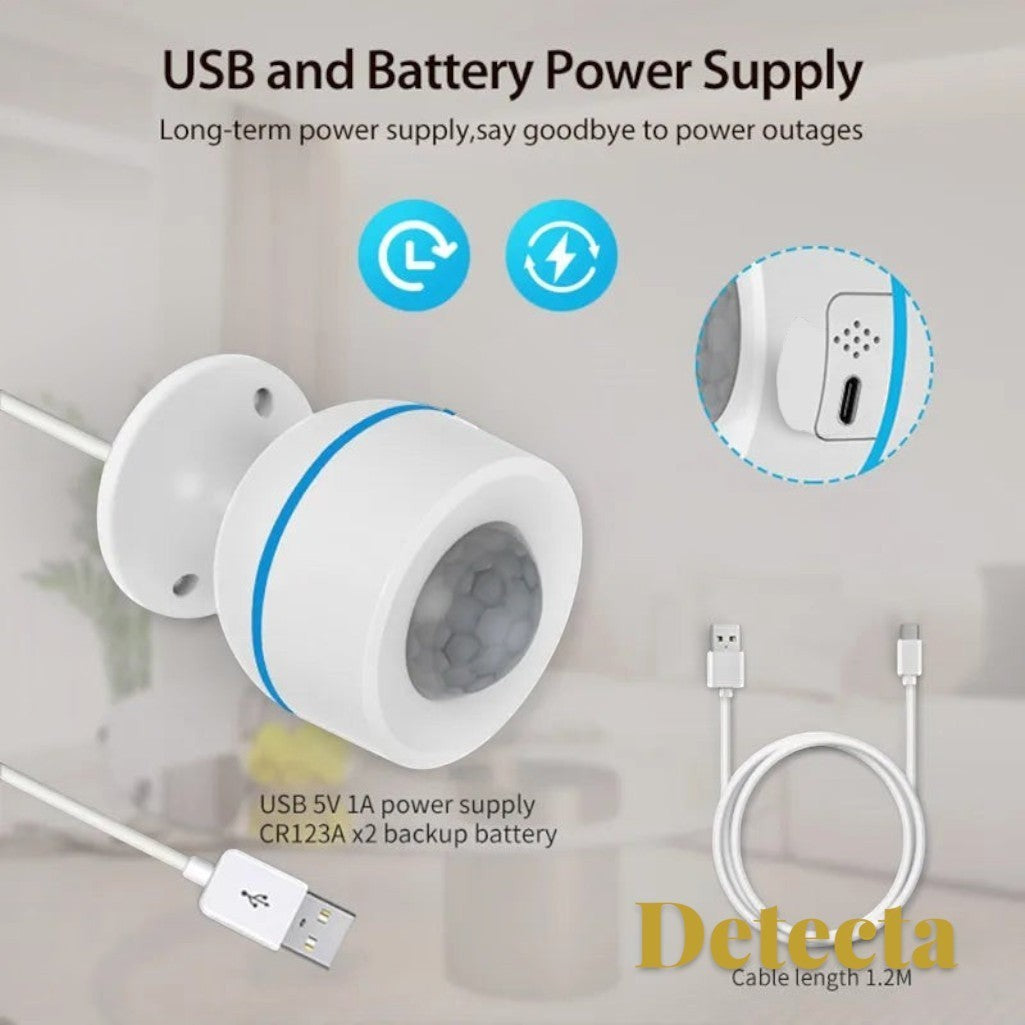 Gr8est Detecta Matter Thread PIR motion sensor with USB and battery power options for smart home security