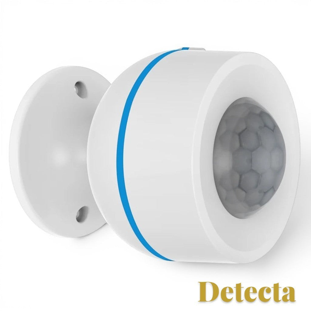 Gr8est Detecta white Matter Thread PIR motion sensor with a blue accent ring and wall-mounted base