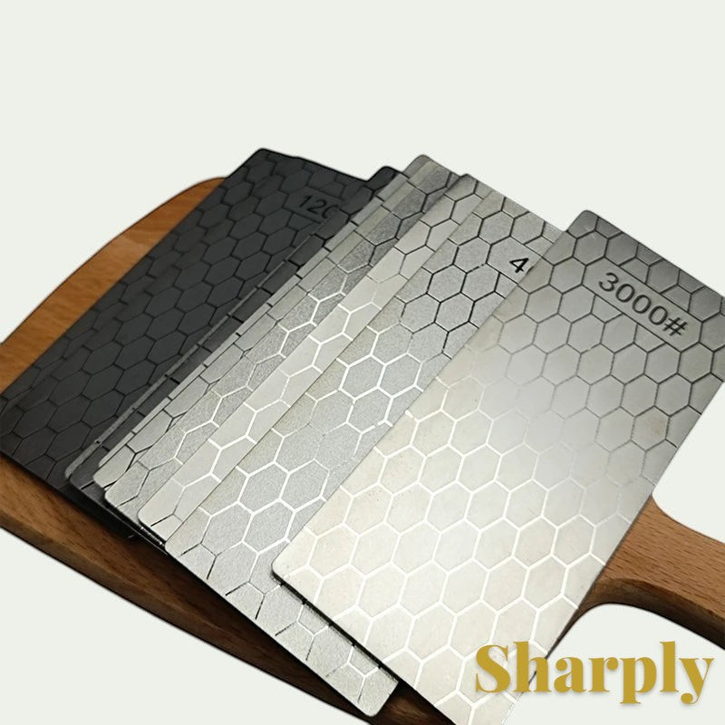 Gr8est diamond knife sharpening stone set with hexagonal pattern surfaces for professional blade maintenance