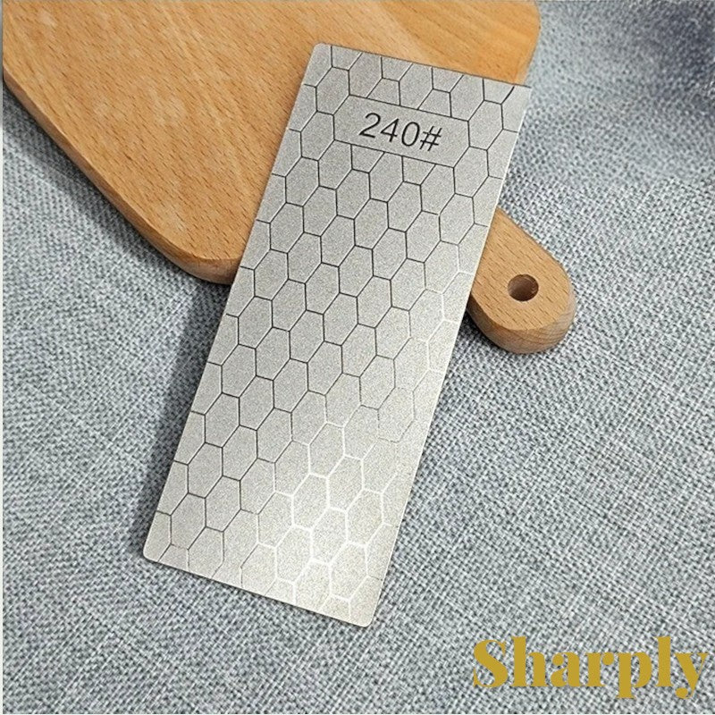 Gr8est diamond sharpening stone with a 240 grit hexagonal pattern surface for professional kitchen knife maintenance.