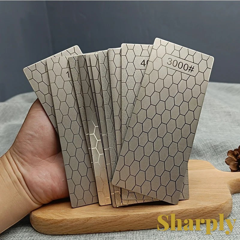Gr8est diamond sharpening stone set with hexagonal pattern for professional kitchen knife maintenance