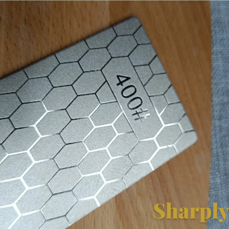 Gr8est diamond knife sharpening stone with a 400 grit hexagonal pattern surface for professional blade maintenance.