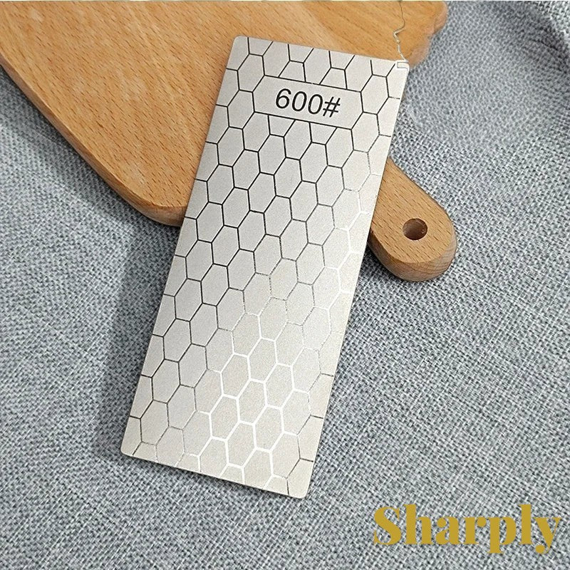 Gr8est diamond sharpening stone with a 600 grit hexagonal pattern surface for professional kitchen knife maintenance.