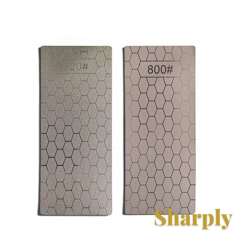 Gr8est diamond knife sharpening stones with 320 and 800 grit hexagonal patterns for professional blade maintenance.