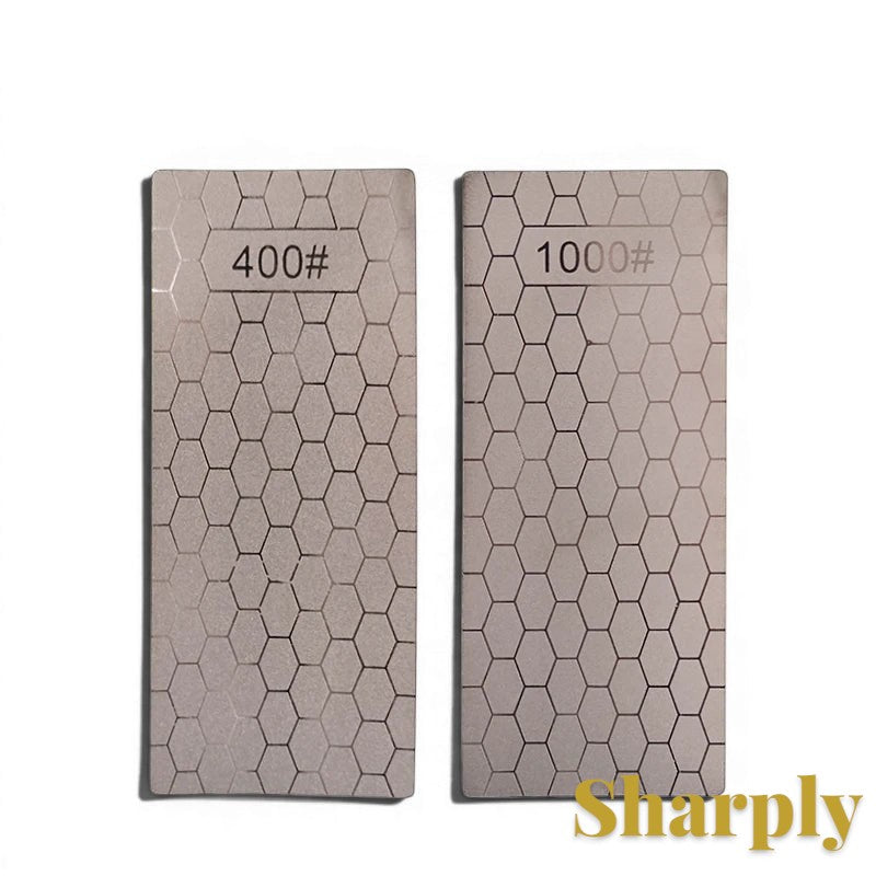 Gr8est diamond knife sharpening stones with 400 and 1000 grit hexagonal patterns for professional blade maintenance