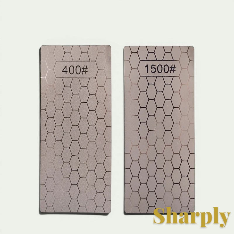 Gr8est diamond knife sharpening stones with 400 and 1500 grit hexagonal patterns for professional blade maintenance.