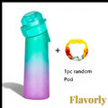 Gr8est Flavorly 650ml water bottle with teal to purple gradient finish and one included scent flavor pod