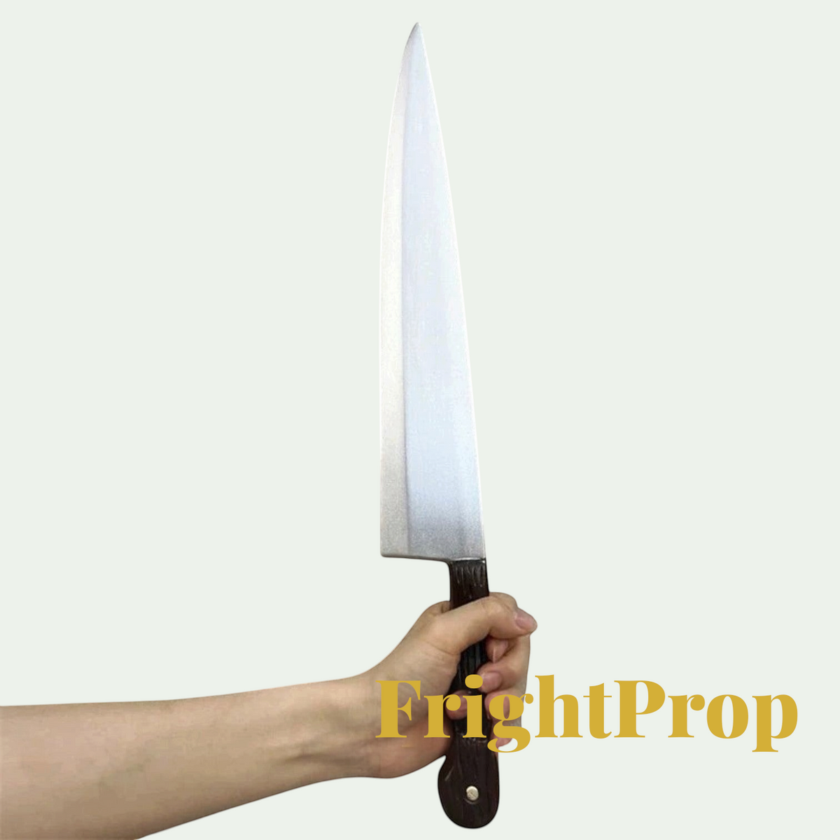 Gr8est soft PU rubber knife prop for Halloween costumes and cosplay, featuring a realistic silver blade and handle.