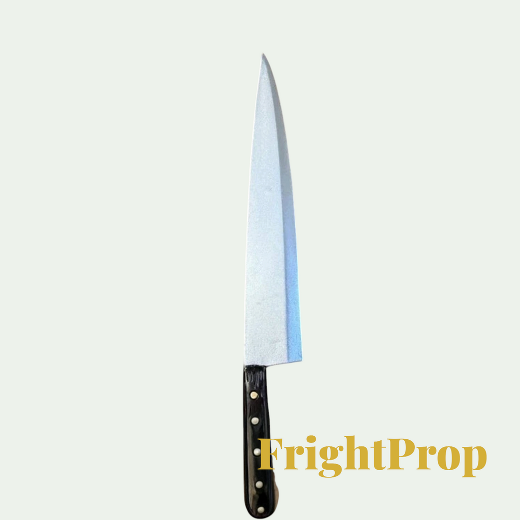 Gr8est FrightProp realistic silver and black PU rubber kitchen knife costume prop for Halloween and cosplay