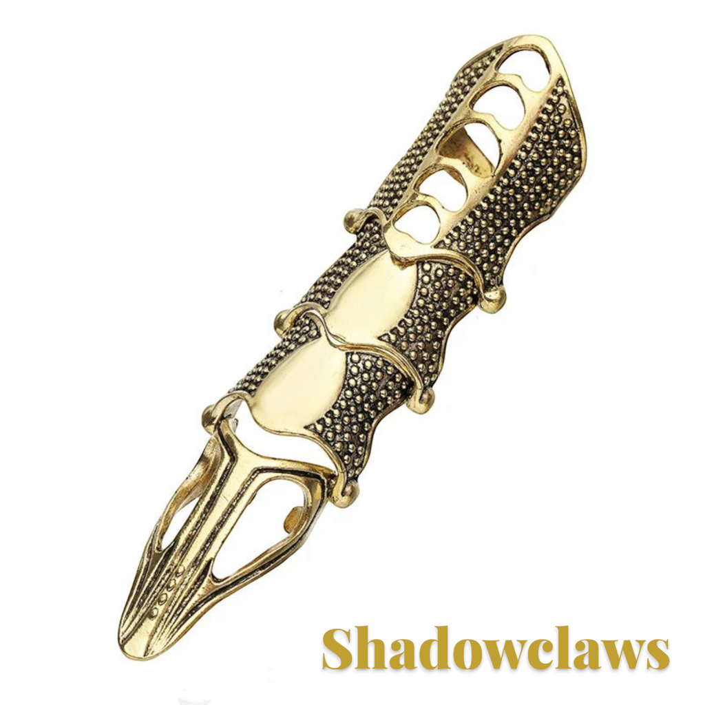 Gr8est Shadowclaws gold-tone zinc alloy steampunk claw ring with textured geometric details for gothic costumes
