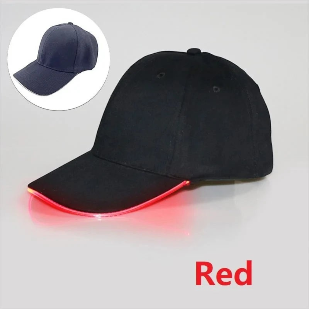 Gr8est black baseball cap with a glowing red LED light strip on the brim for parties and raves
