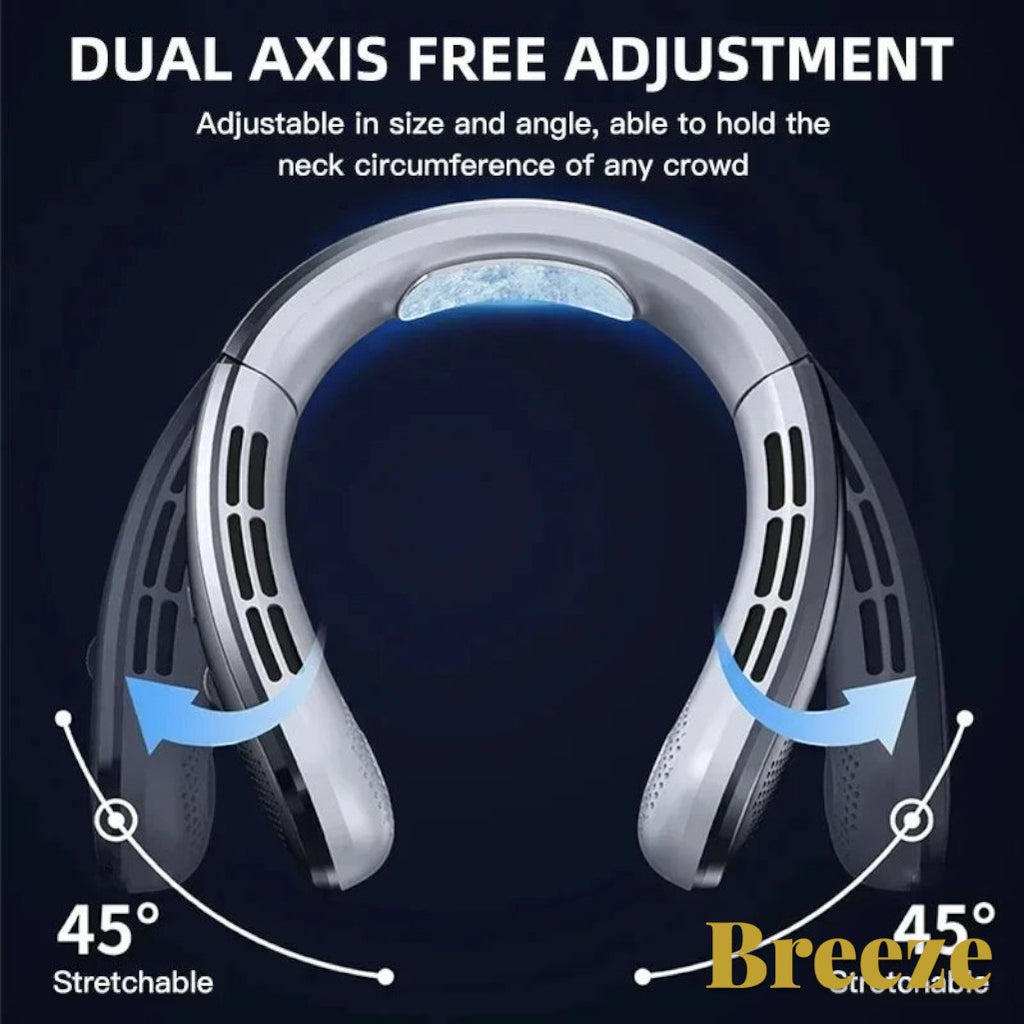 Gr8est Lenovo Breeze portable neck fan with dual-axis adjustable design and flexible silicone cooling vents