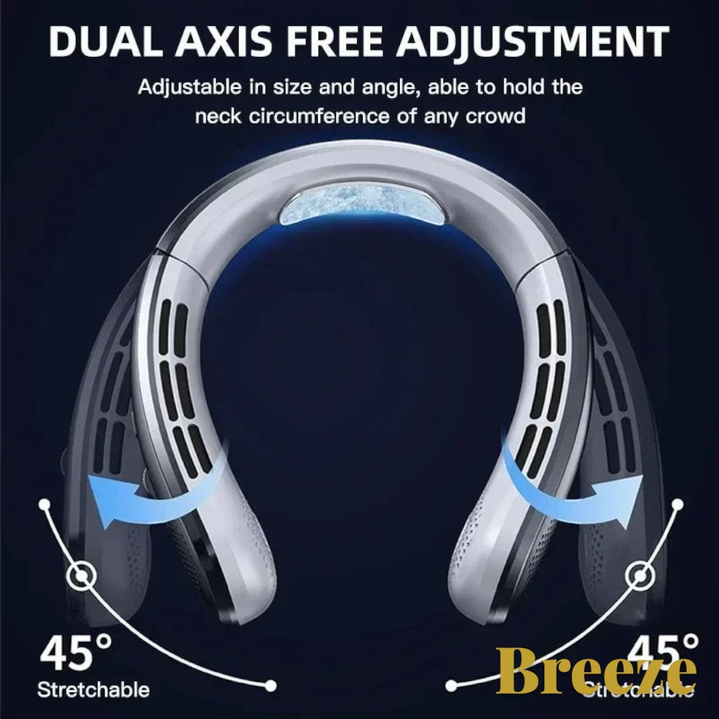 Gr8est Lenovo Breeze portable neck fan with dual-axis adjustable design and flexible silicone cooling vents