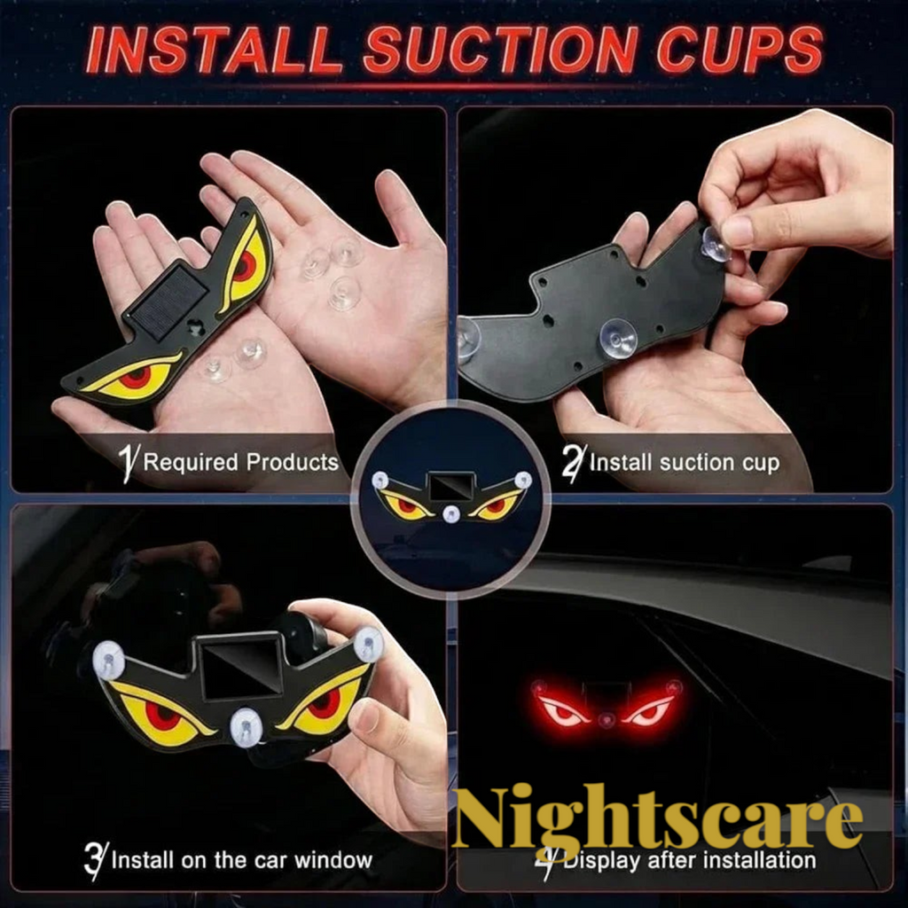 Gr8est Nightscare solar LED demon eye car window light with suction cup installation guide