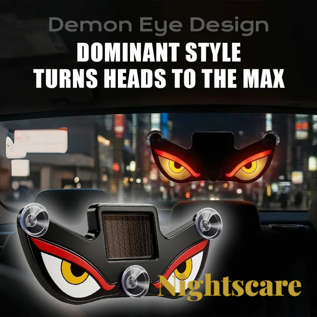Gr8est Nightscare solar LED demon eye car window light with suction cups for a spooky Halloween vehicle decoration