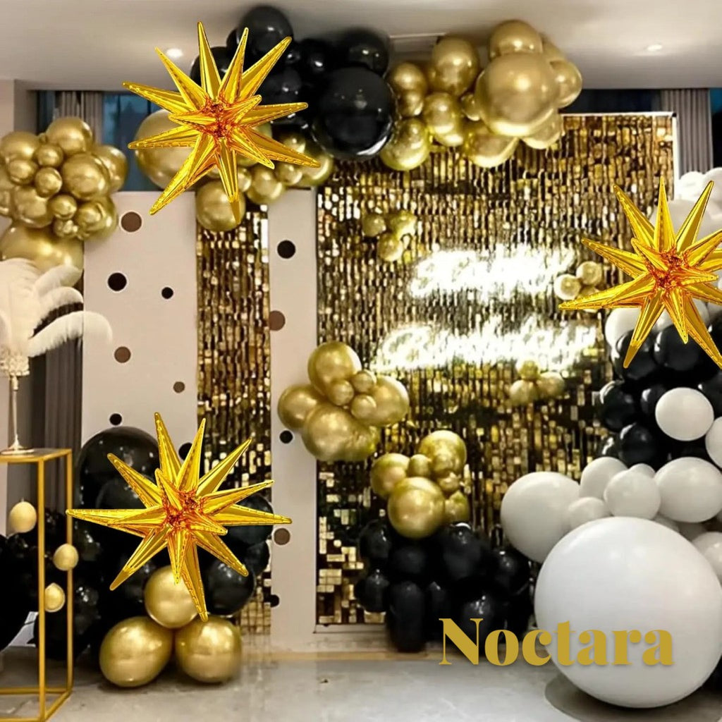 Gr8est Noctara black and gold balloon garland arch kit with confetti balloons for elegant party decorations