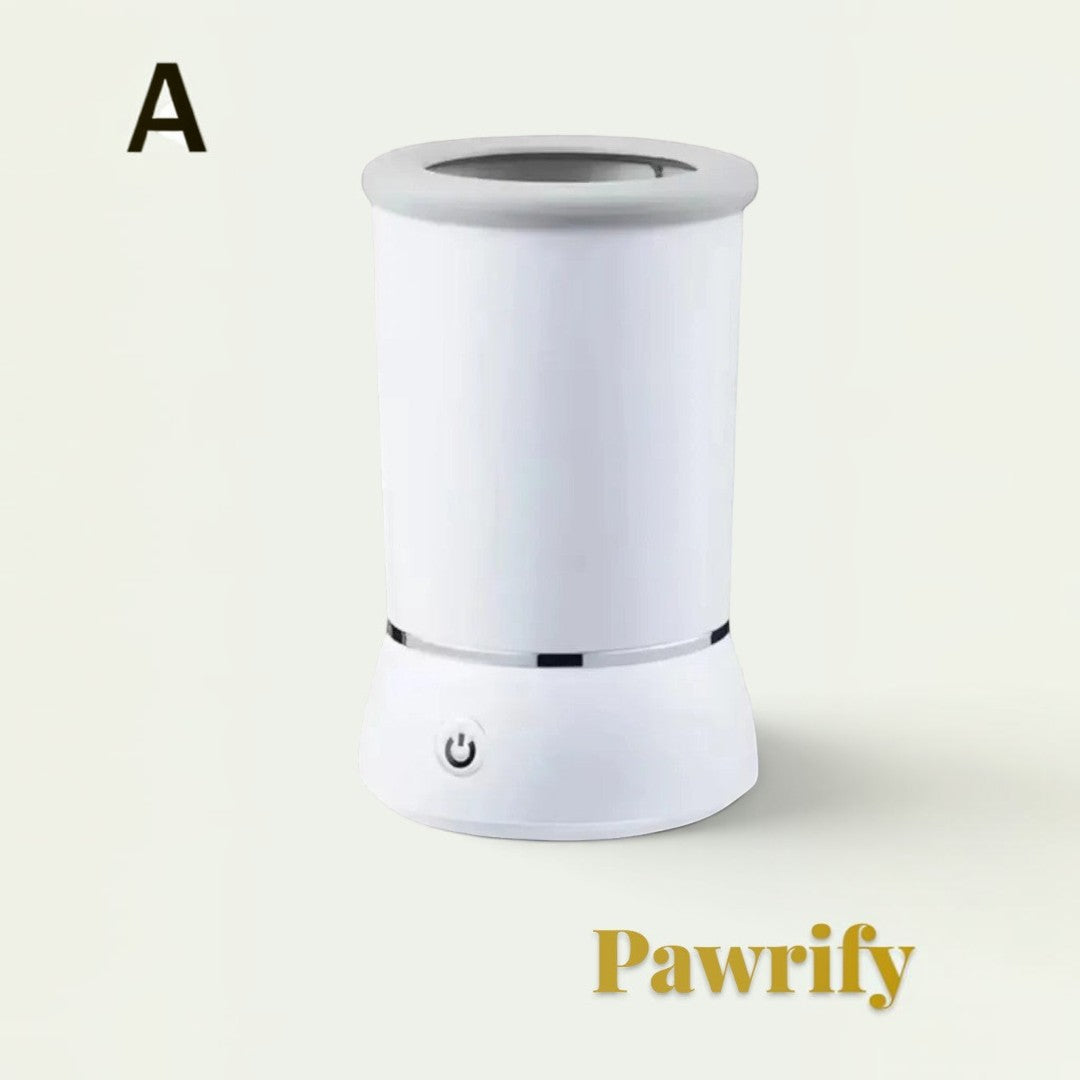 Gr8est Pawrify white electric dog paw washer with one-touch button and silicone bristles for cleaning muddy paws