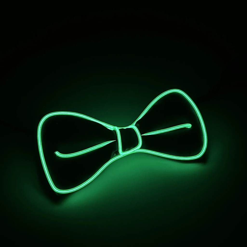 Gr8est Phosphorico green LED light-up bow tie glowing in the dark for raves and parties
