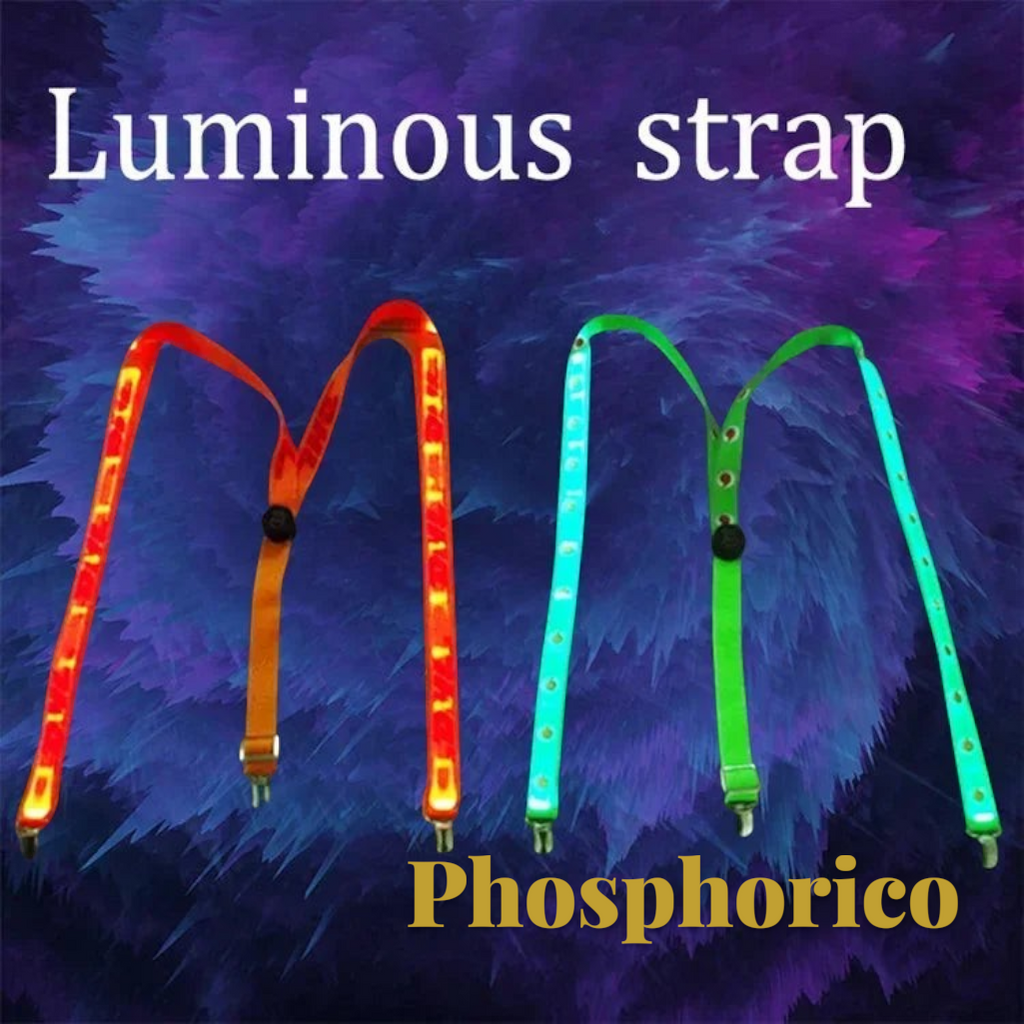 Gr8est Phosphorico LED light-up suspenders in orange and green with 4 glowing modes for raves and parties