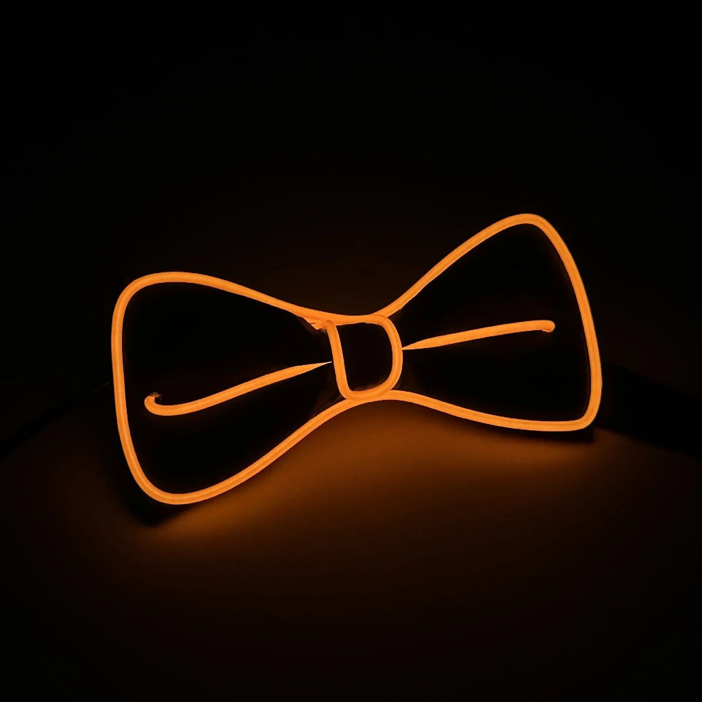Gr8est Phosphorico orange LED light-up bow tie glowing in the dark for parties and raves