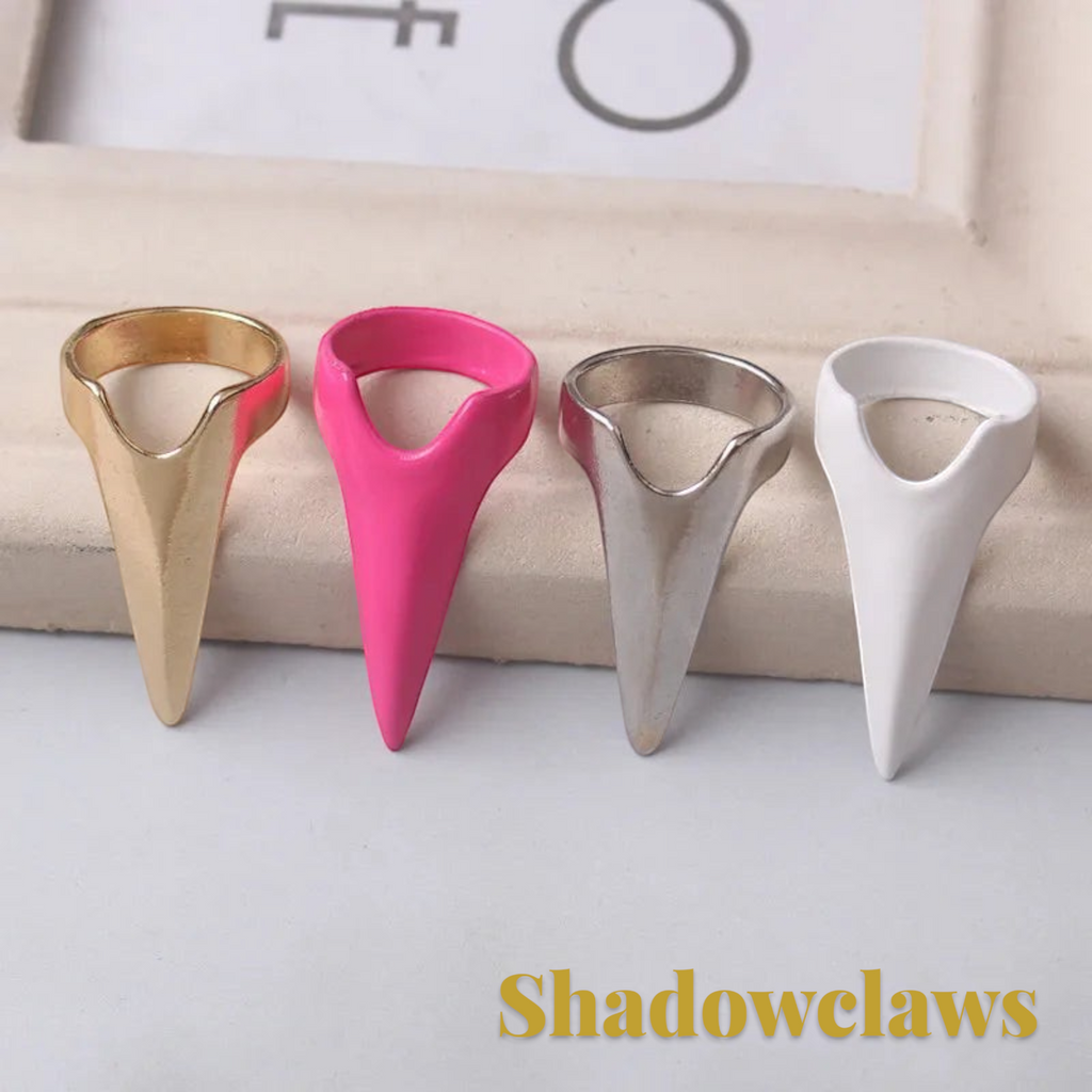 Gr8est Shadowclaws steampunk claw rings in gold, pink, silver, and white zinc alloy for Halloween costumes