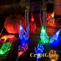 Gr8est CryptGlow battery-powered skeleton hand string lights with colorful LED bulbs for spooky Halloween decor