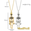 Gr8est Skullveil gothic skeleton pendant necklaces in gold and silver metal tones with 500mm chains
