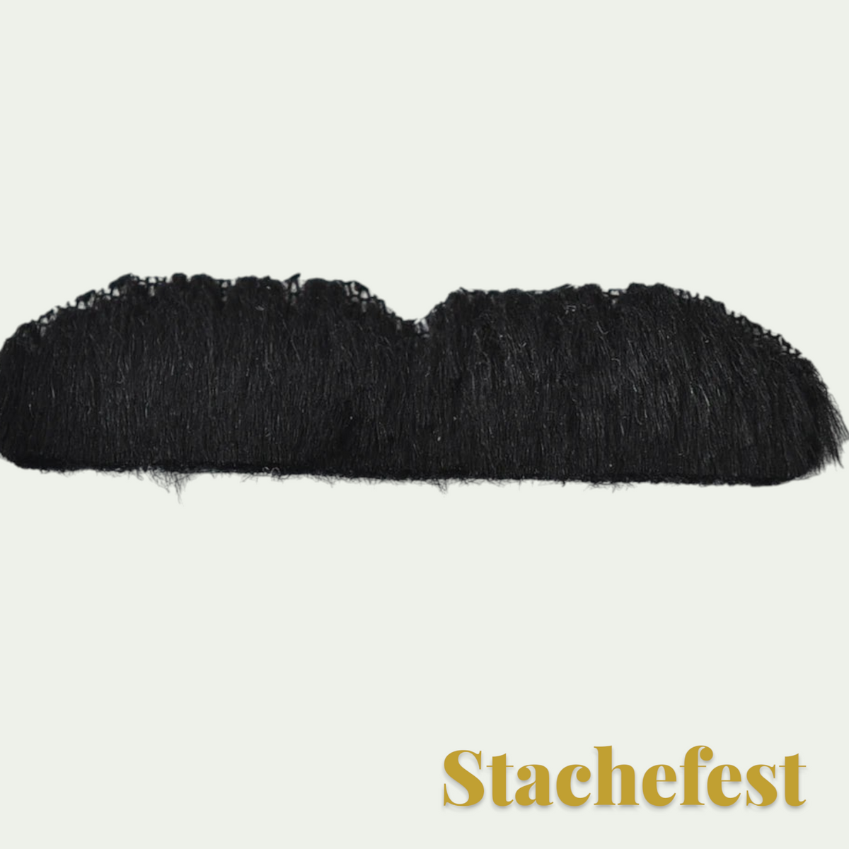 Gr8est Stachefest black fake moustache for Halloween costumes with a self-adhesive backing