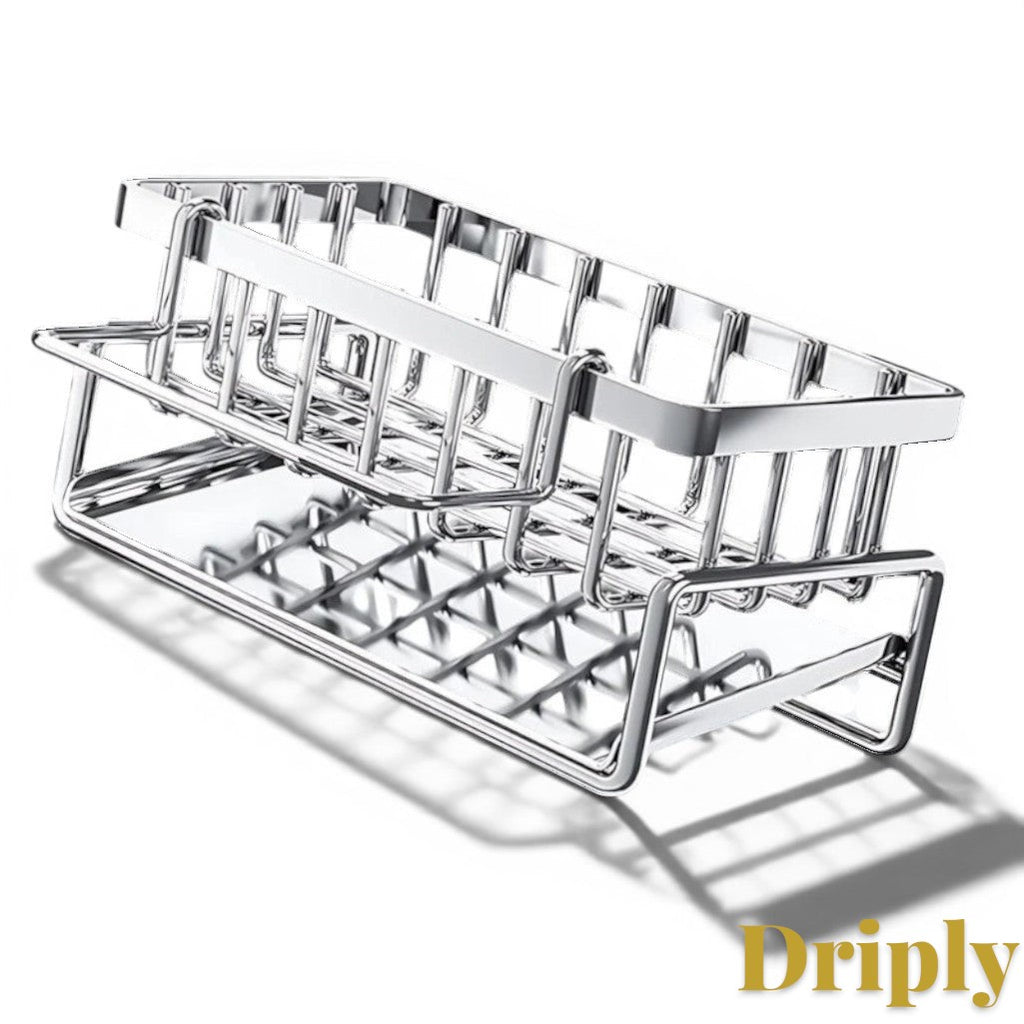Gr8est stainless steel over-sink drying rack with a durable, rust-resistant design for kitchen organization.