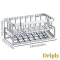 Gr8est stainless steel over-sink drying rack with dimensions for kitchen organization and space-saving storage.