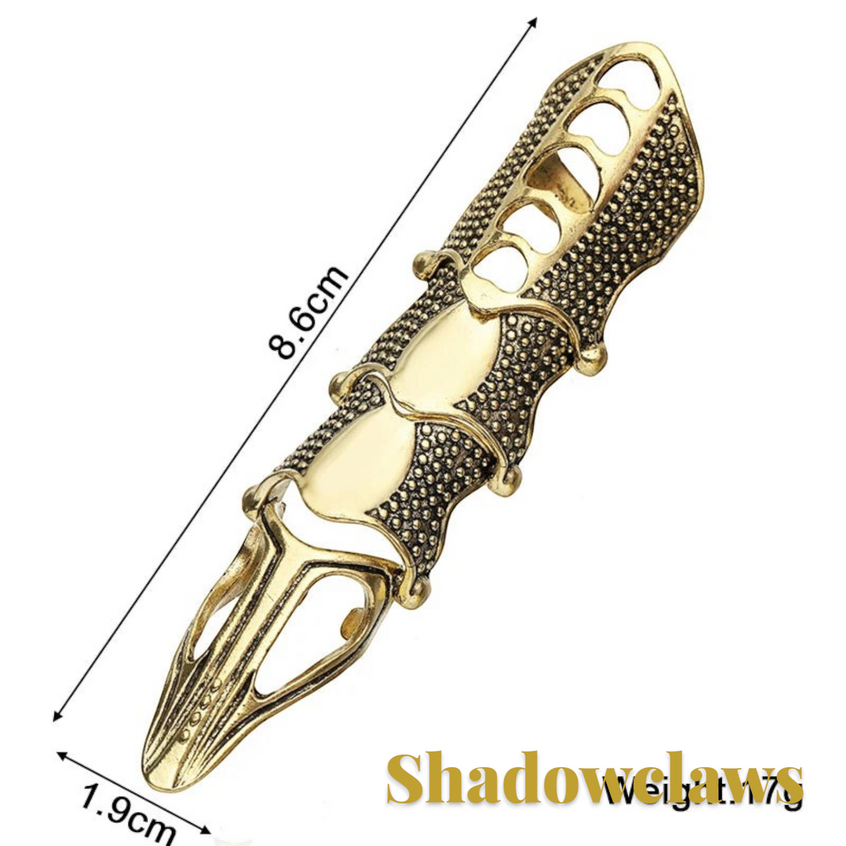 Gr8est steampunk claw ring in antique gold zinc alloy with geometric cutouts and detailed textured finish