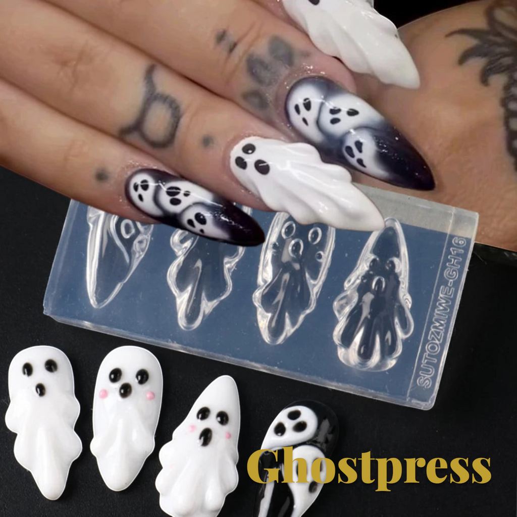 Gr8est Store 3D ghost nail art mold for creating raised Halloween ghost decorations on manicured nails