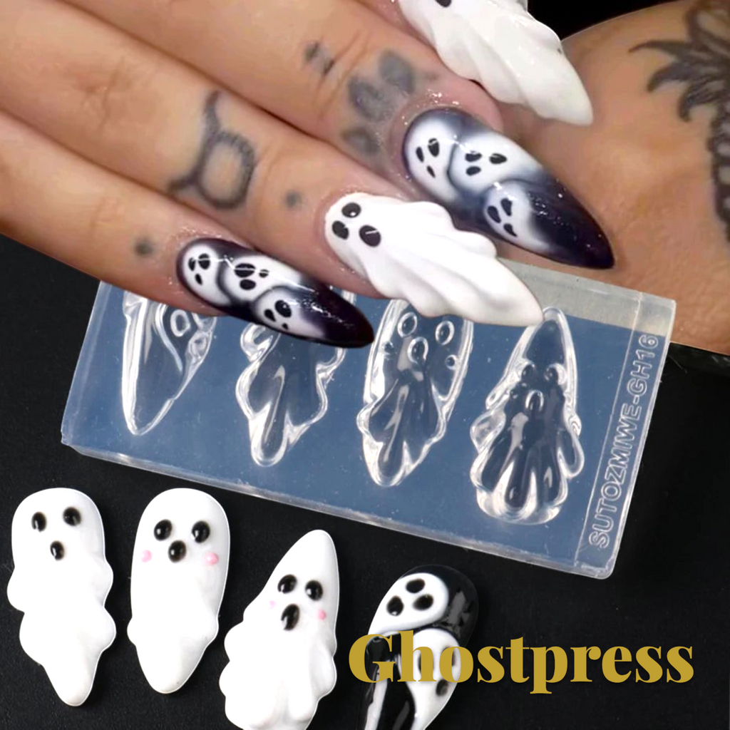 Gr8est Store 3D ghost nail art mold for creating raised Halloween ghost decorations on manicured nails