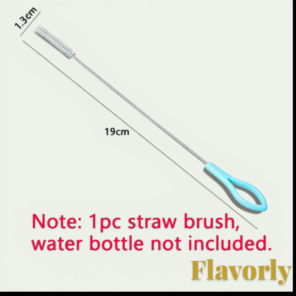 Gr8est 19cm long straw cleaning brush with a light blue handle for maintaining Flavorly water bottles