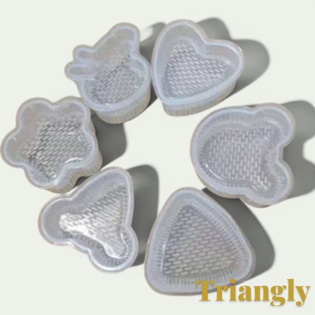 Gr8est set of six clear plastic sushi and onigiri rice ball molds in various shapes including triangle and heart