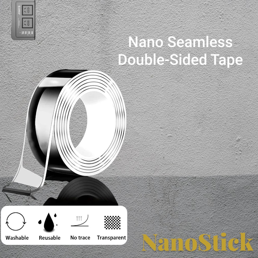 Gr8est heavy-duty transparent nano double-sided tape roll for washable, reusable, and traceless mounting.
