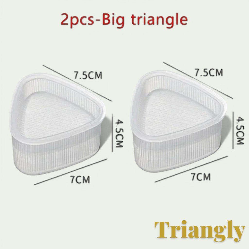 Gr8est set of two clear plastic triangle molds for making uniform onigiri and sushi rice balls for bento boxes
