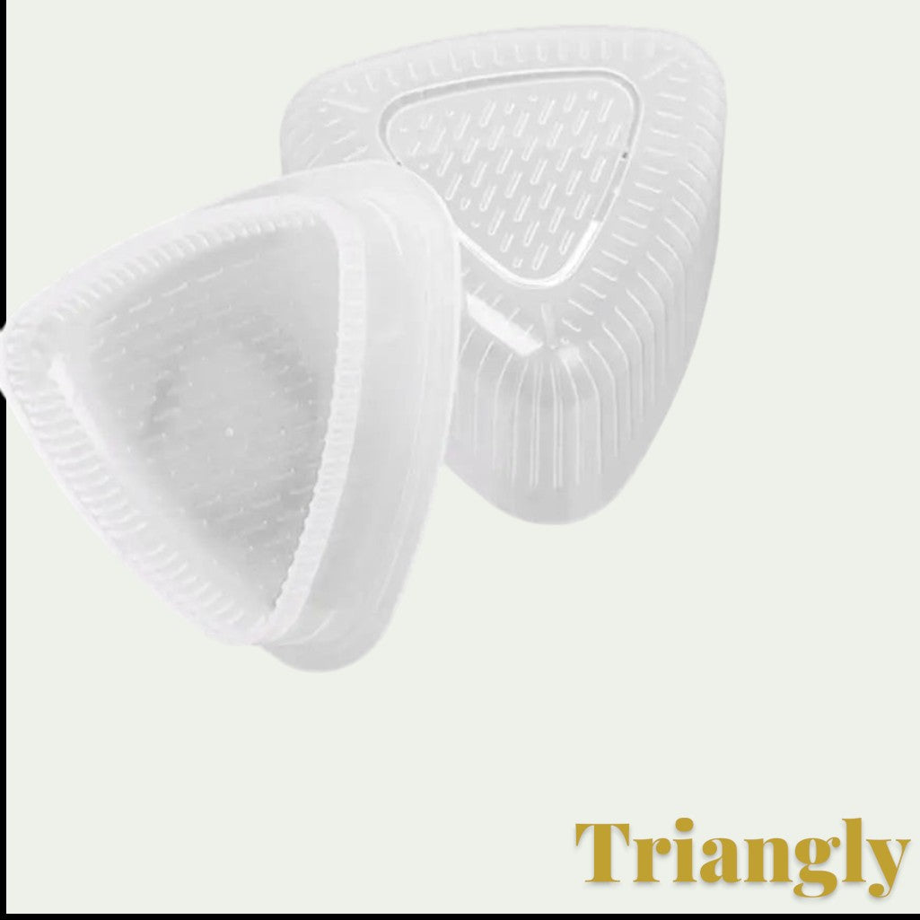 Gr8est triangle sushi and onigiri rice ball mold for bento boxes, featuring a clear, easy-release plastic design.