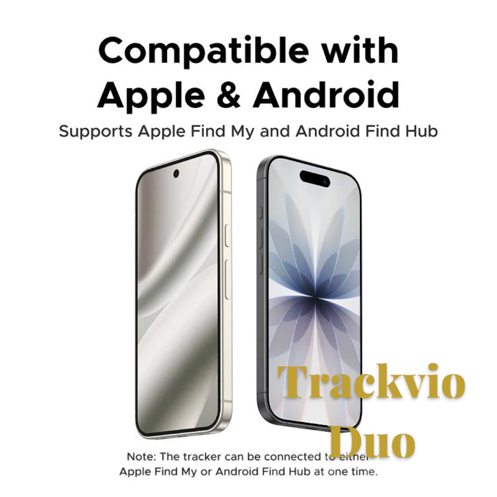 Gr8est UGREEN FineTrack Slim 2 smart item tracker shown with compatible Apple and Android smartphones
