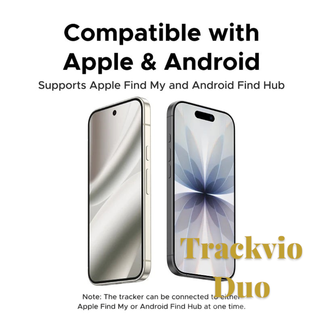 Gr8est UGREEN FineTrack Slim 2 smart item tracker shown with compatible Apple and Android smartphones