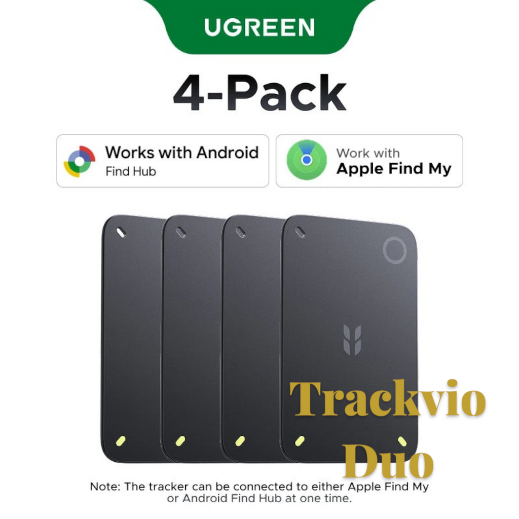 Gr8est UGREEN FineTrack Slim 2 4-pack smart item trackers in black, ultra-thin card design for wallet and luggage.