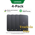 Gr8est UGREEN FineTrack Slim 2 4-pack smart item trackers in black, ultra-thin card design for wallet and luggage.